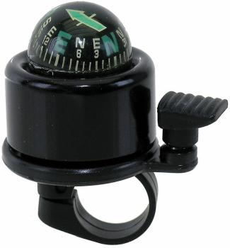 Fietsbel Edge World Mini - met kompas - zwart